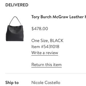 Tory Burch Black Leather Hobo
